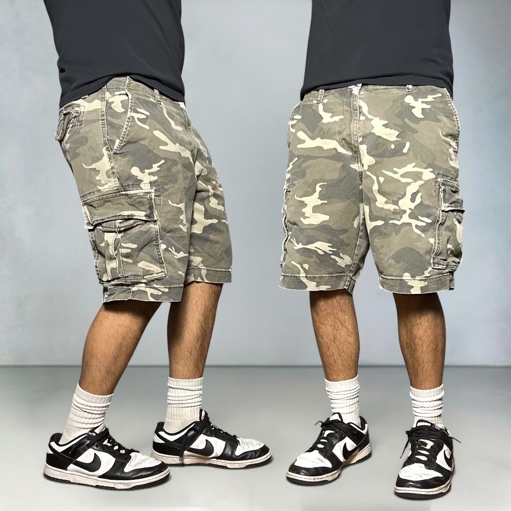 Gap Lived-In Straight Camo Cargo Shorts Green Camouflage Men Size 36 Skater Y2K